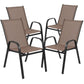 4 Pack Brazos Series Brown Outdoor Stack Chair With Flex Comfort Material And Metal Frame By Flash Furniture | Outdoor Chairs | Modishstore - 3