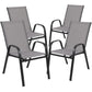 4 Pack Brazos Series Gray Outdoor Stack Chair With Flex Comfort Material And Metal Frame By Flash Furniture | Outdoor Chairs | Modishstore - 3