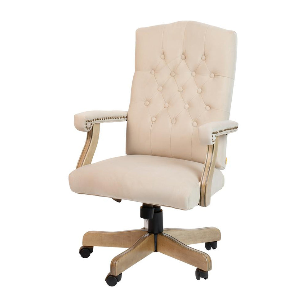 Ivory Microfiber Classic Executive Swivel Office Chair With Driftwood Arms And Base By Flash Furniture | Office Chairs | Modishstore - 2