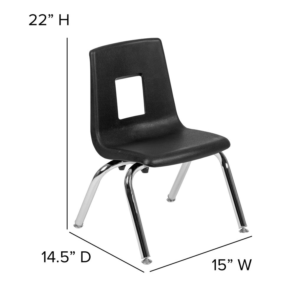 Advantage Black Student Stack School Chair - 12-Inch By Flash Furniture | Side Chairs | Modishstore - 4