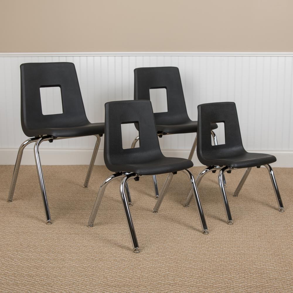 Advantage Black Student Stack School Chair - 12-Inch By Flash Furniture | Side Chairs | Modishstore