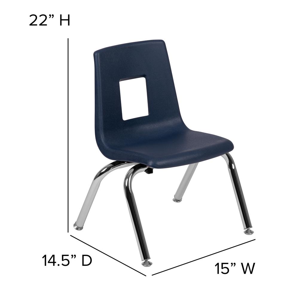 Advantage Navy Student Stack School Chair - 12-Inch By Flash Furniture | Side Chairs | Modishstore - 4