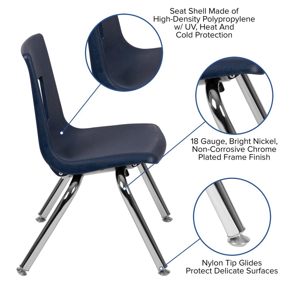 Advantage Navy Student Stack School Chair - 12-Inch By Flash Furniture | Kids Chairs | Modishstore - 3