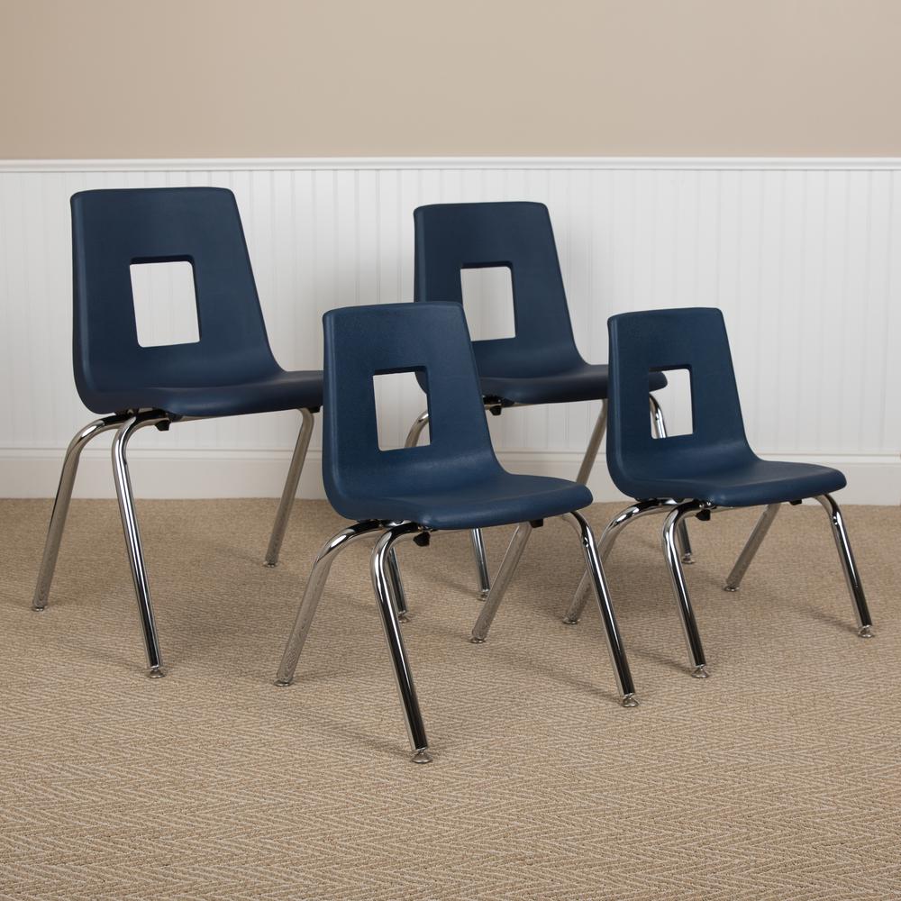 Advantage Navy Student Stack School Chair - 12-Inch By Flash Furniture | Side Chairs | Modishstore
