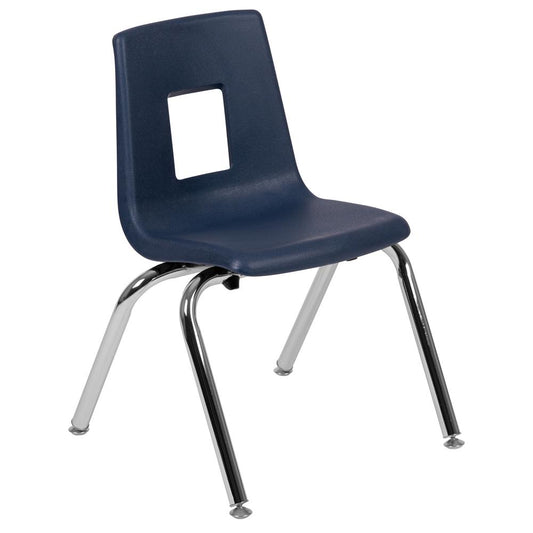 Advantage Navy Student Stack School Chair - 14-Inch By Flash Furniture | Side Chairs | Modishstore - 1