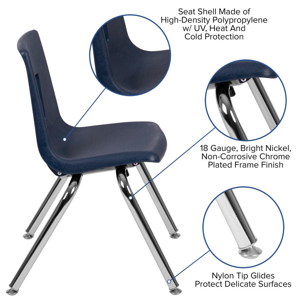 Advantage Navy Student Stack School Chair - 14-Inch By Flash Furniture | Side Chairs | Modishstore - 2