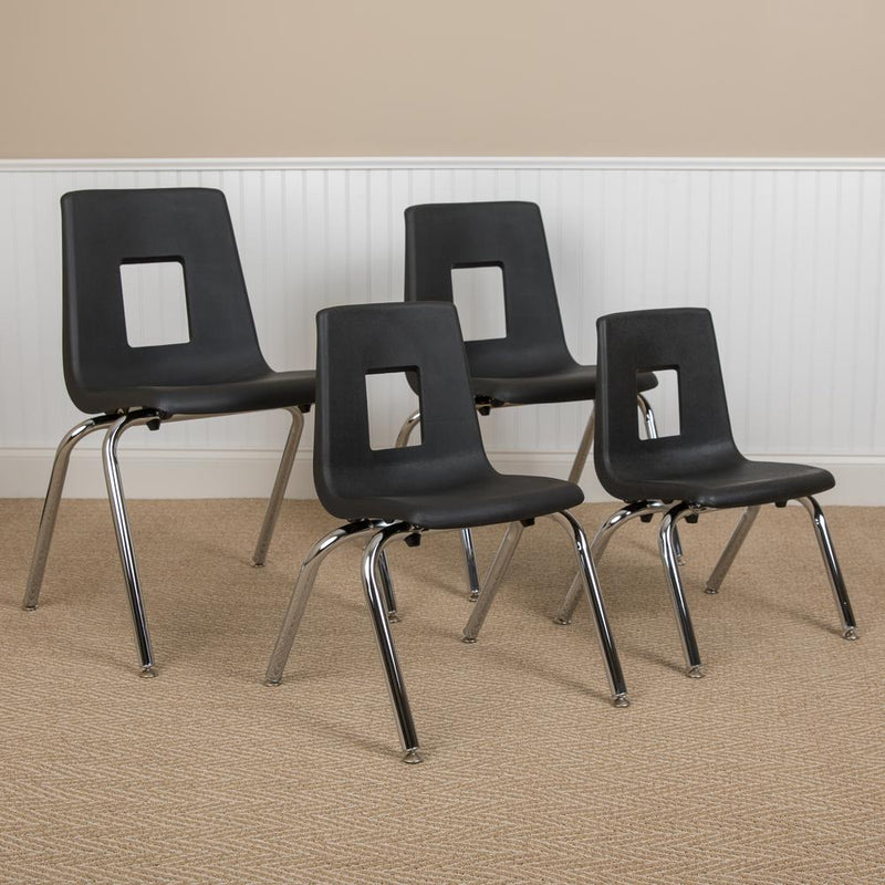 Advantage Black Student Stack School Chair - 18-Inch By Flash Furniture | Side Chairs | Modishstore