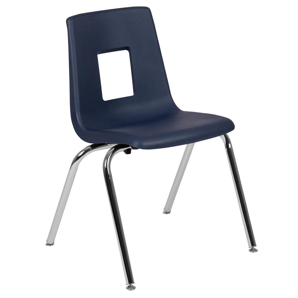 Advantage Navy Student Stack School Chair - 18-Inch By Flash Furniture | Side Chairs | Modishstore - 2