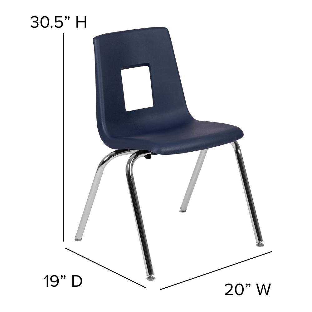 Advantage Navy Student Stack School Chair - 18-Inch By Flash Furniture | Side Chairs | Modishstore - 4