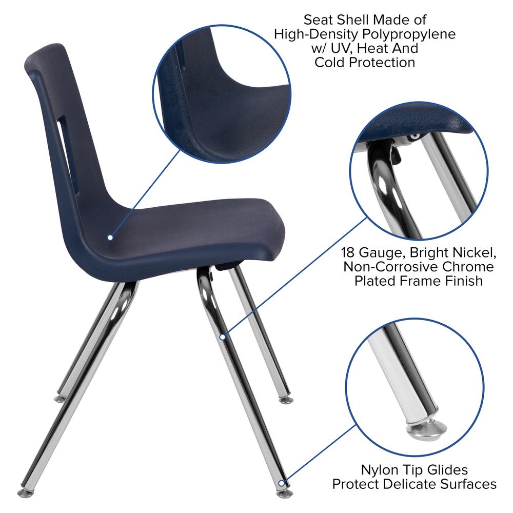Advantage Navy Student Stack School Chair - 18-Inch By Flash Furniture | Side Chairs | Modishstore - 3