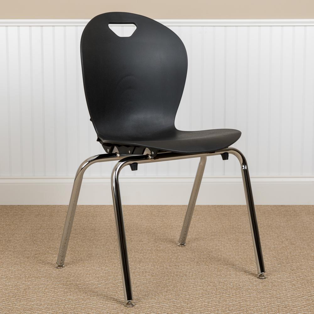 Advantage Titan Black Student Stack School Chair - 18-Inch By Flash Furniture | Side Chairs | Modishstore - 1