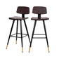 Kora Commercial Grade Low Back Barstools-Brown Leathersoft Upholstery-Black Iron Frame-Integrated Footrest-Gold Tipped Legs-Set Of 2 By Flash Furniture | Bar Stools | Modishstore - 3