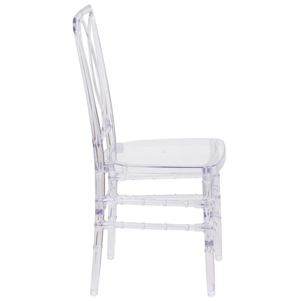 Flash Elegance Crystal Ice Stacking Chair With Designer Back By Flash Furniture | Side Chairs | Modishstore - 2
