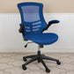 Mid-Back Blue Mesh Swivel Ergonomic Task Office Chair With Flip-Up Arms By Flash Furniture | Office Chairs | Modishstore - 2