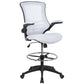 Mid-Back White Mesh Ergonomic Drafting Chair With Adjustable Foot Ring And Flip-Up Arms By Flash Furniture | Office Chairs | Modishstore - 1