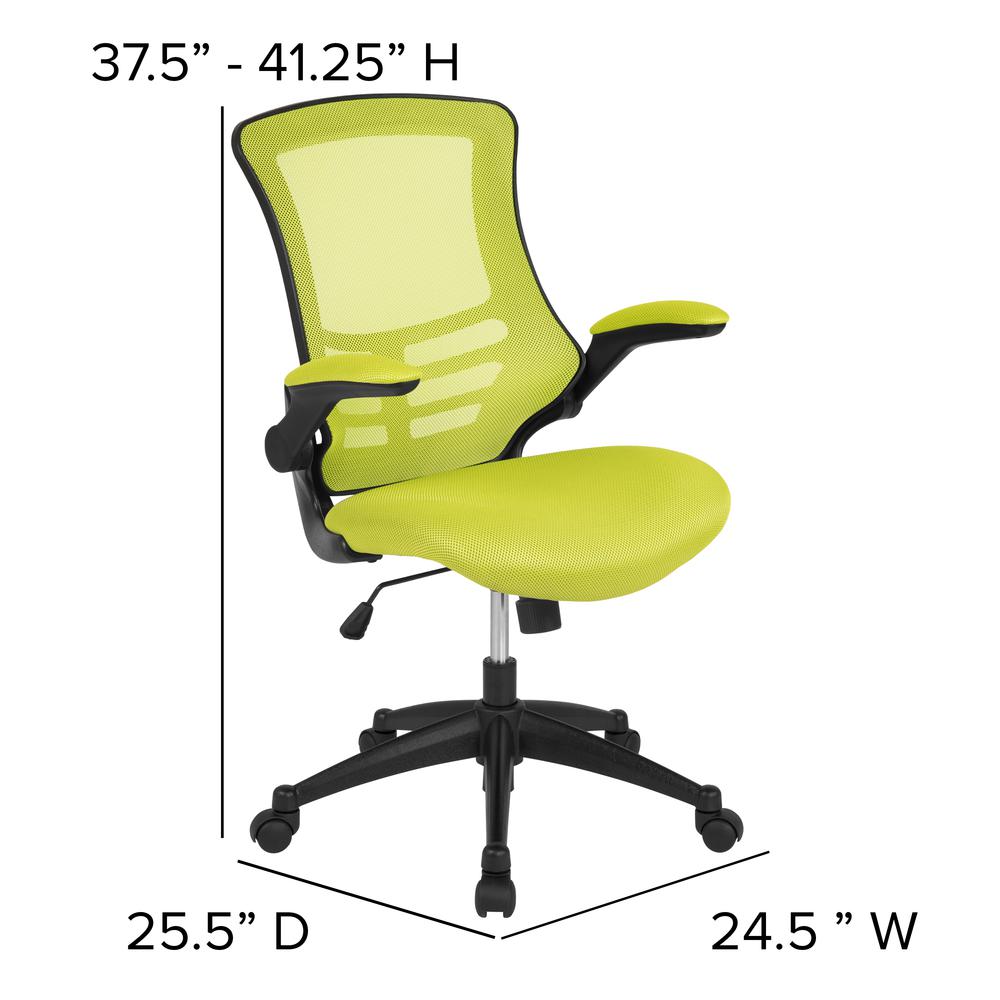 Mid-Back Green Mesh Swivel Ergonomic Task Office Chair With Flip-Up Arms By Flash Furniture | Office Chairs | Modishstore - 4