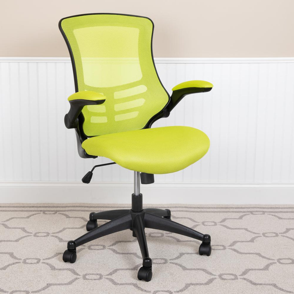 Mid-Back Green Mesh Swivel Ergonomic Task Office Chair With Flip-Up Arms By Flash Furniture | Office Chairs | Modishstore - 2