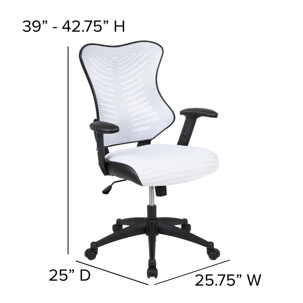 High Back Designer White Mesh Executive Swivel Ergonomic Office Chair With Adjustable Arms By Flash Furniture | Office Chairs | Modishstore - 4
