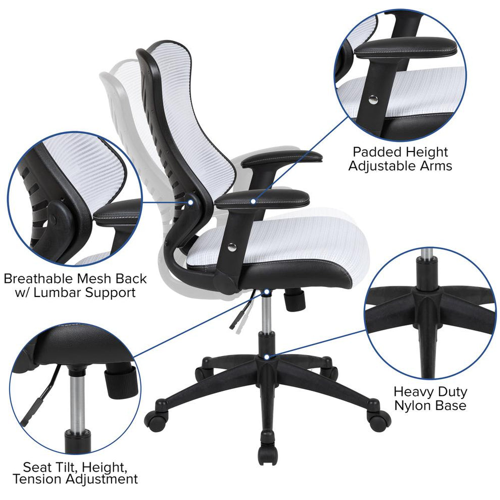 High Back Designer White Mesh Executive Swivel Ergonomic Office Chair With Adjustable Arms By Flash Furniture | Office Chairs | Modishstore - 3