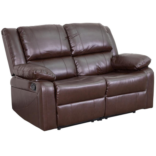 Harmony Series Brown Leathersoft Loveseat With Two Built-In Recliners By Flash Furniture | Loveseats | Modishstore