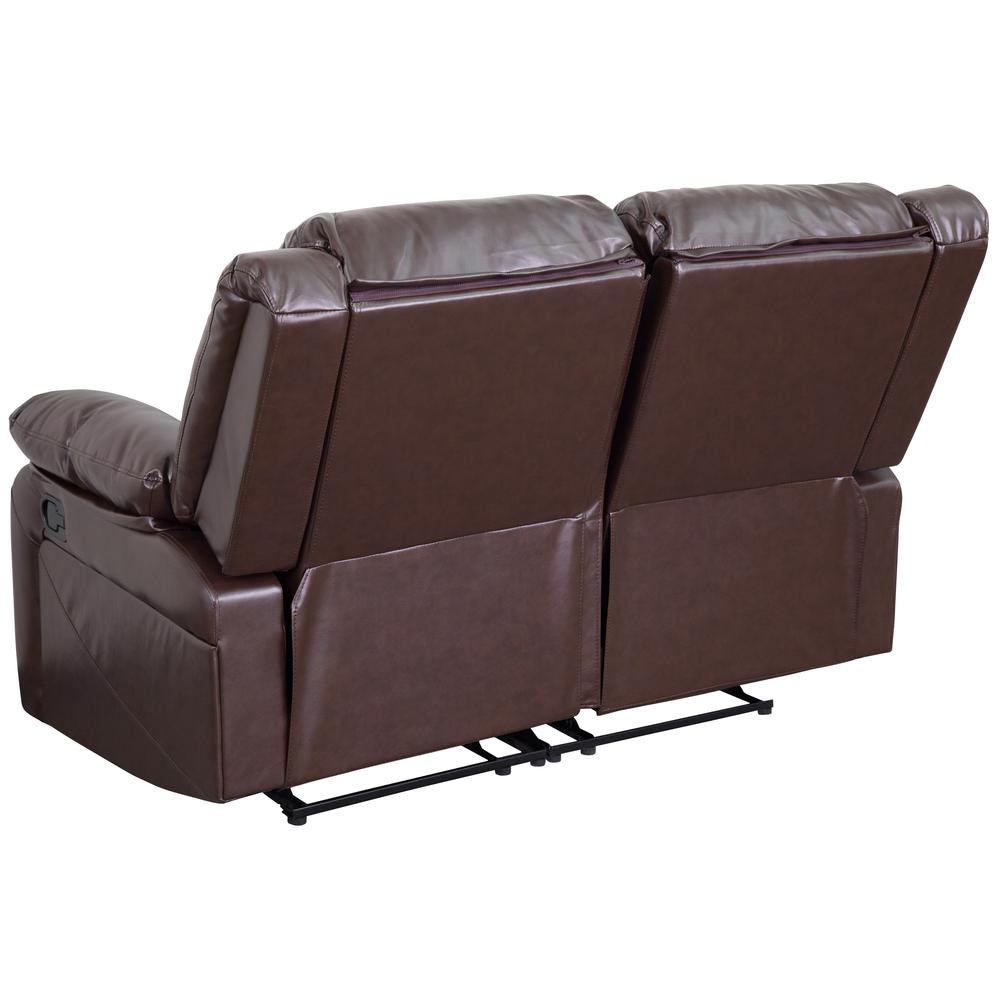 Harmony Series Brown Leathersoft Loveseat With Two Built-In Recliners By Flash Furniture | Loveseats | Modishstore - 3