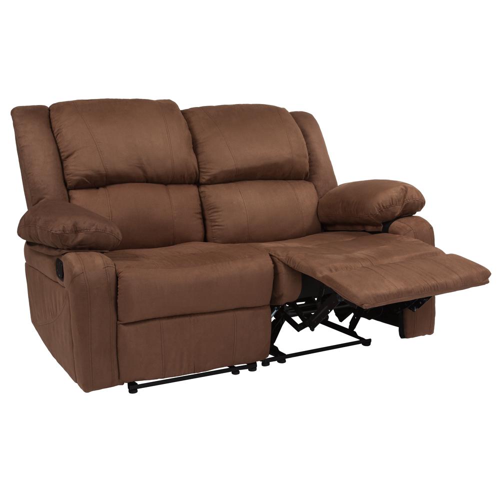 Harmony Series Chocolate Brown Microfiber Loveseat With Two Built-In Recliners By Flash Furniture | Loveseats | Modishstore - 3
