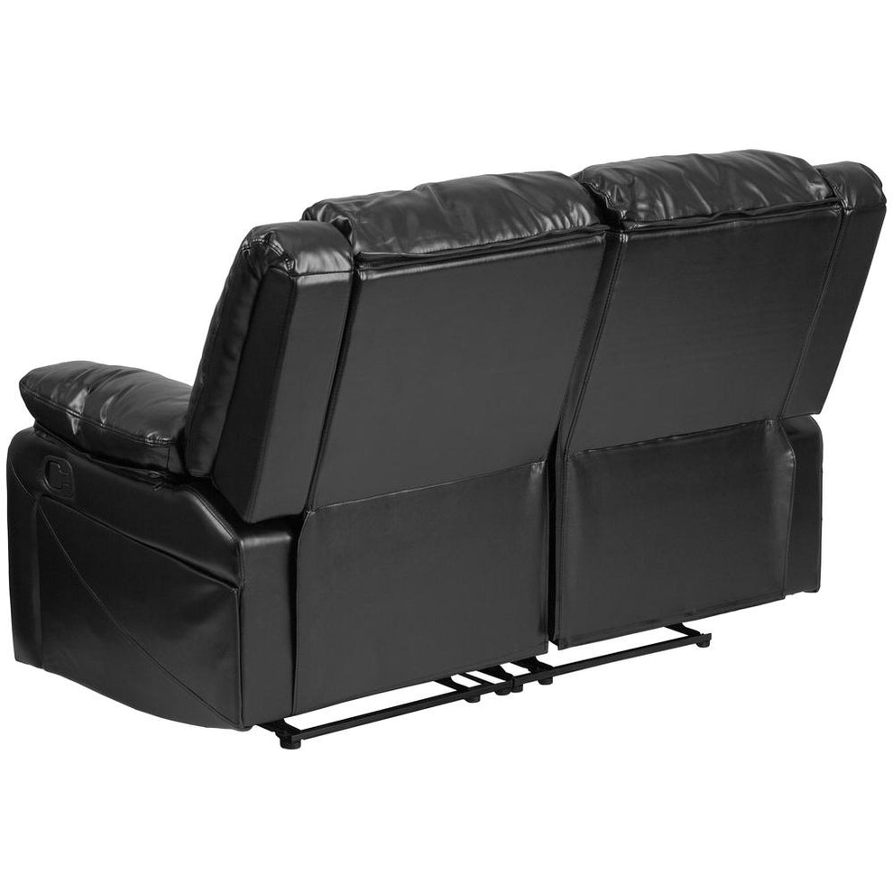 Harmony Series Black Leathersoft Loveseat With Two Built-In Recliners By Flash Furniture | Loveseats | Modishstore - 3