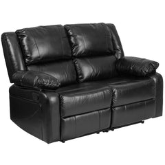 Harmony Series Black Leathersoft Loveseat With Two Built-In Recliners By Flash Furniture