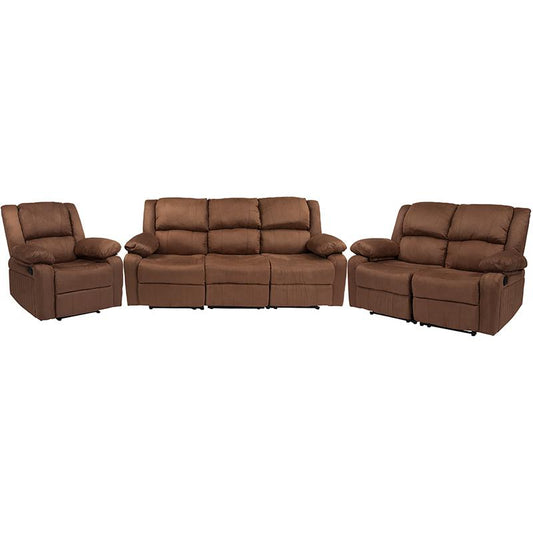 Harmony Series Chocolate Brown Microfiber Reclining Sofa Set By Flash Furniture | Sofa Set | Modishstore - 1