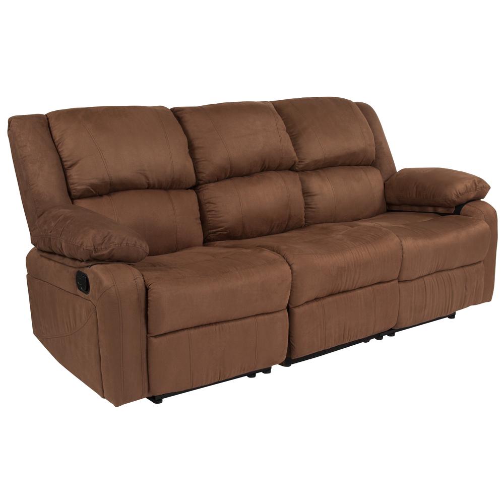 Harmony Series Chocolate Brown Microfiber Sofa With Two Built-In Recliners By Flash Furniture | Recliners | Modishstore - 1