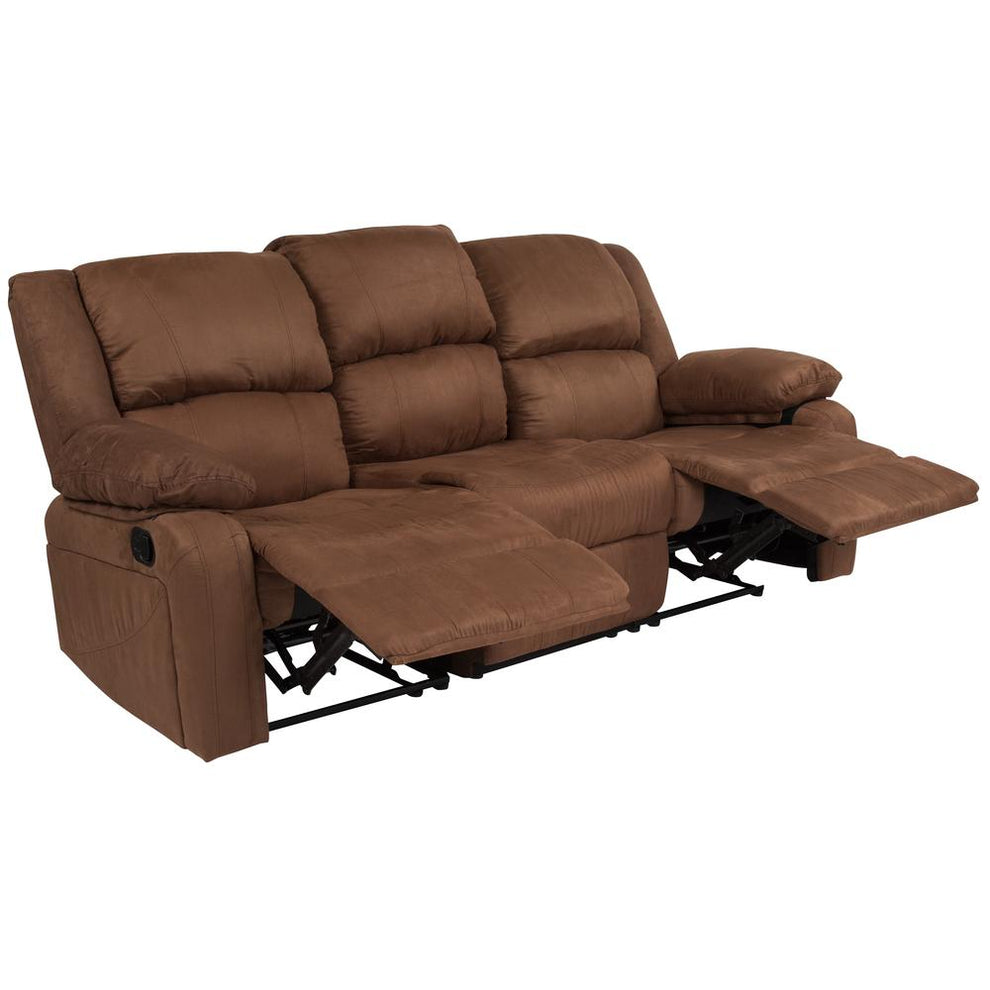 Harmony Series Chocolate Brown Microfiber Sofa With Two Built-In Recliners By Flash Furniture | Recliners | Modishstore - 2