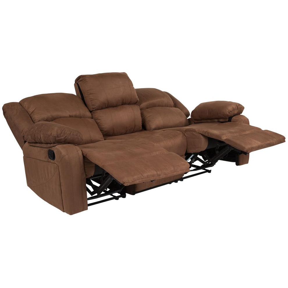 Harmony Series Chocolate Brown Microfiber Sofa With Two Built-In Recliners By Flash Furniture | Recliners | Modishstore - 3