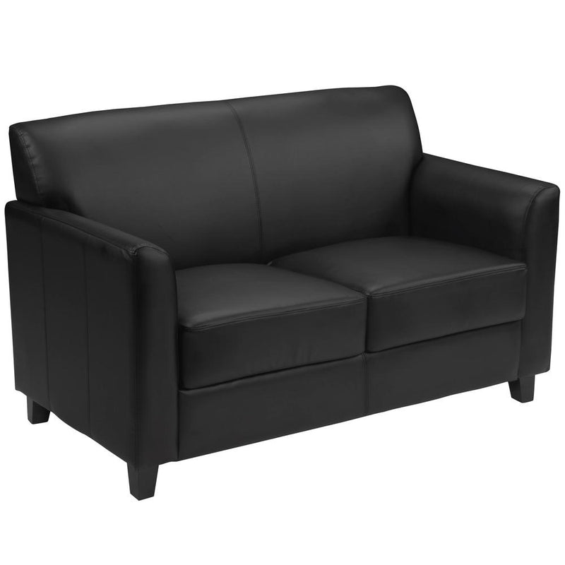 Hercules Diplomat Series Black Leathersoft Loveseat By Flash Furniture | Loveseats | Modishstore - 1