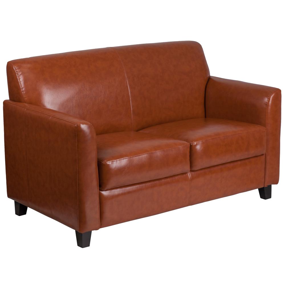 Hercules Diplomat Series Cognac Leathersoft Loveseat By Flash Furniture | Loveseats | Modishstore - 1