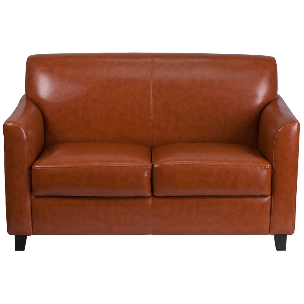 Hercules Diplomat Series Cognac Leathersoft Loveseat By Flash Furniture | Loveseats | Modishstore - 3