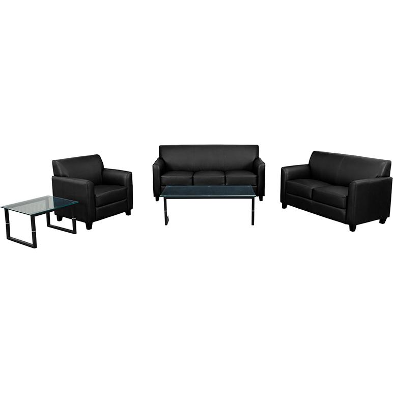 Hercules Diplomat Series Reception Set In Black Leathersoft By Flash Furniture | Sofa Set | Modishstore - 2