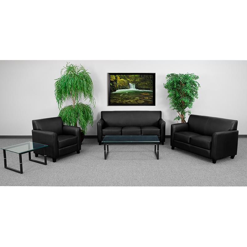Hercules Diplomat Series Reception Set In Black Leathersoft By Flash Furniture | Sofa Set | Modishstore - 1