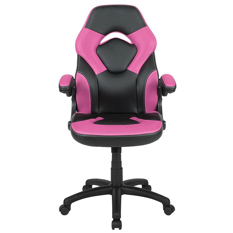 X10 Gaming Chair Racing Office Ergonomic Computer Pc Adjustable Swivel Chair With Flip-Up Arms, Pink/Black Leathersoft By Flash Furniture | Office Chairs | Modishstore - 1