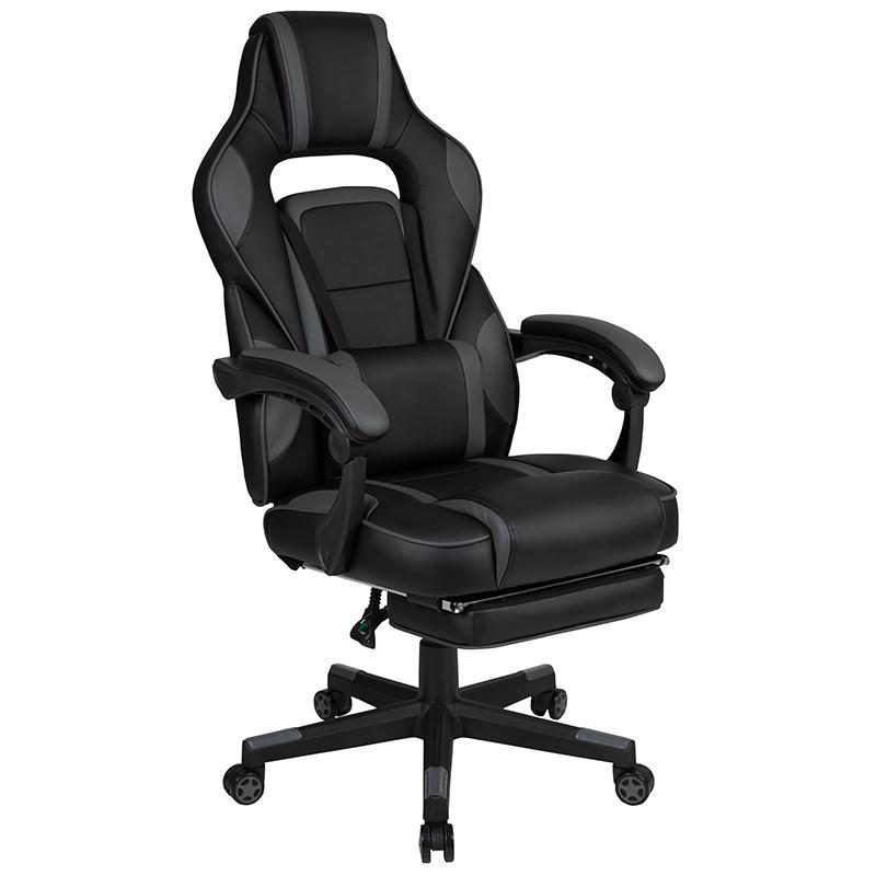 X40 Gaming Chair Racing Ergonomic Computer Chair With Fully Reclining Back/Arms, Slide-Out Footrest, Massaging Lumbar - Black/Gray By Flash Furniture | Office Chairs | Modishstore - 2