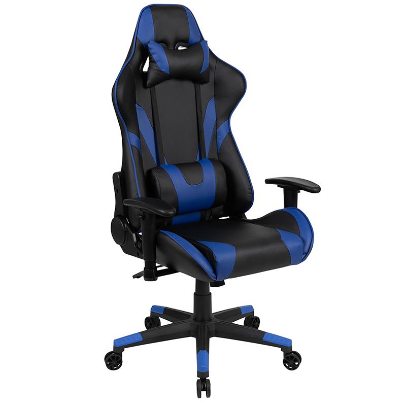 X20 Gaming Chair Racing Office Ergonomic Computer Pc Adjustable Swivel Chair With Reclining Back In Blue Leathersoft By Flash Furniture | Office Chairs | Modishstore - 2