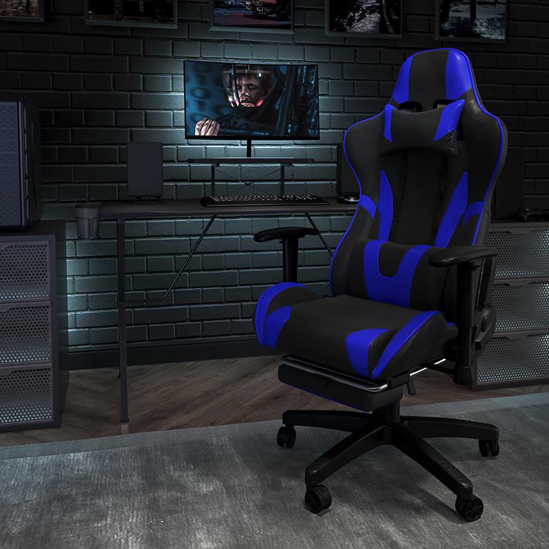 X20 Gaming Chair Racing Office Ergonomic Computer Pc Adjustable Swivel Chair With Reclining Back In Blue Leathersoft By Flash Furniture | Office Chairs | Modishstore