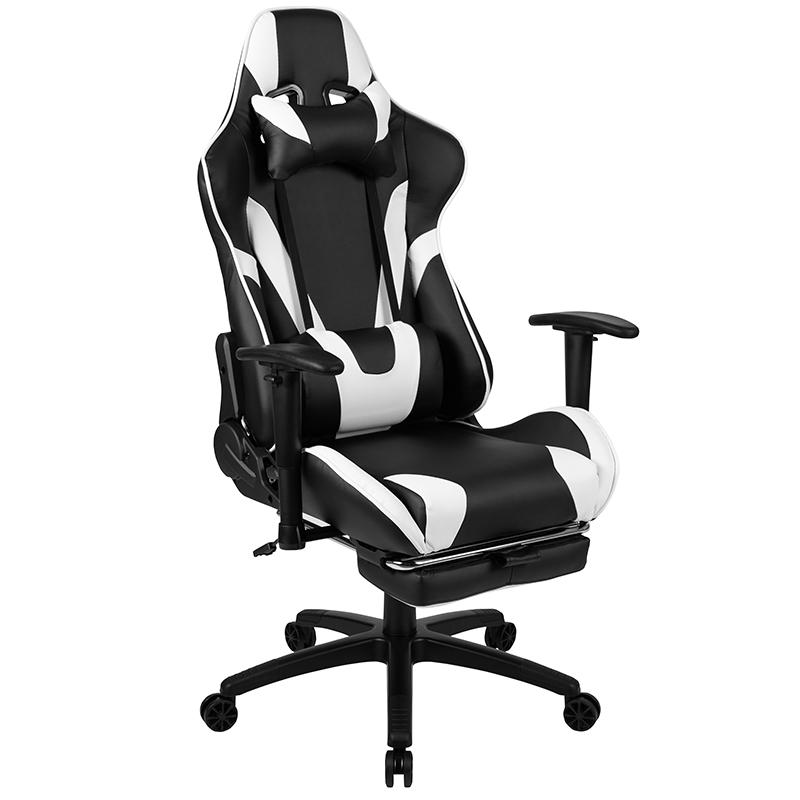 X30 Gaming Chair Racing Office Ergonomic Computer Chair With Fully Reclining Back And Slide-Out Footrest In Black Leathersoft By Flash Furniture | Office Chairs | Modishstore