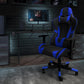 X30 Gaming Chair Racing Office Ergonomic Computer Chair With Reclining Back And Slide-Out Footrest In Blue Leathersoft By Flash Furniture | Office Chairs | Modishstore