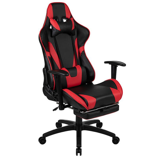 X30 Gaming Chair Racing Office Ergonomic Computer Chair With Fully Reclining Back And Slide-Out Footrest In Red Leathersoft By Flash Furniture | Office Chairs | Modishstore