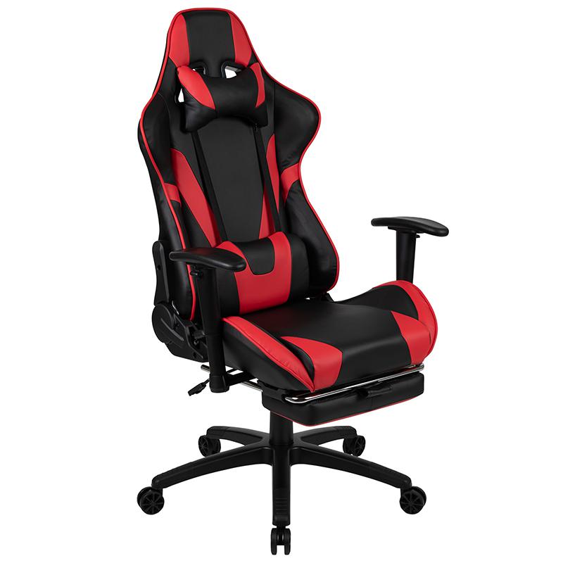 X30 Gaming Chair Racing Office Ergonomic Computer Chair With Fully Reclining Back And Slide-Out Footrest In Red Leathersoft By Flash Furniture | Office Chairs | Modishstore - 1