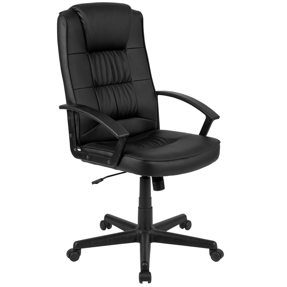 Flash Fundamentals High Back Black Leathersoft-Padded Task Office Chair With Arms, Bifma Certified By Flash Furniture | Office Chairs | Modishstore - 1