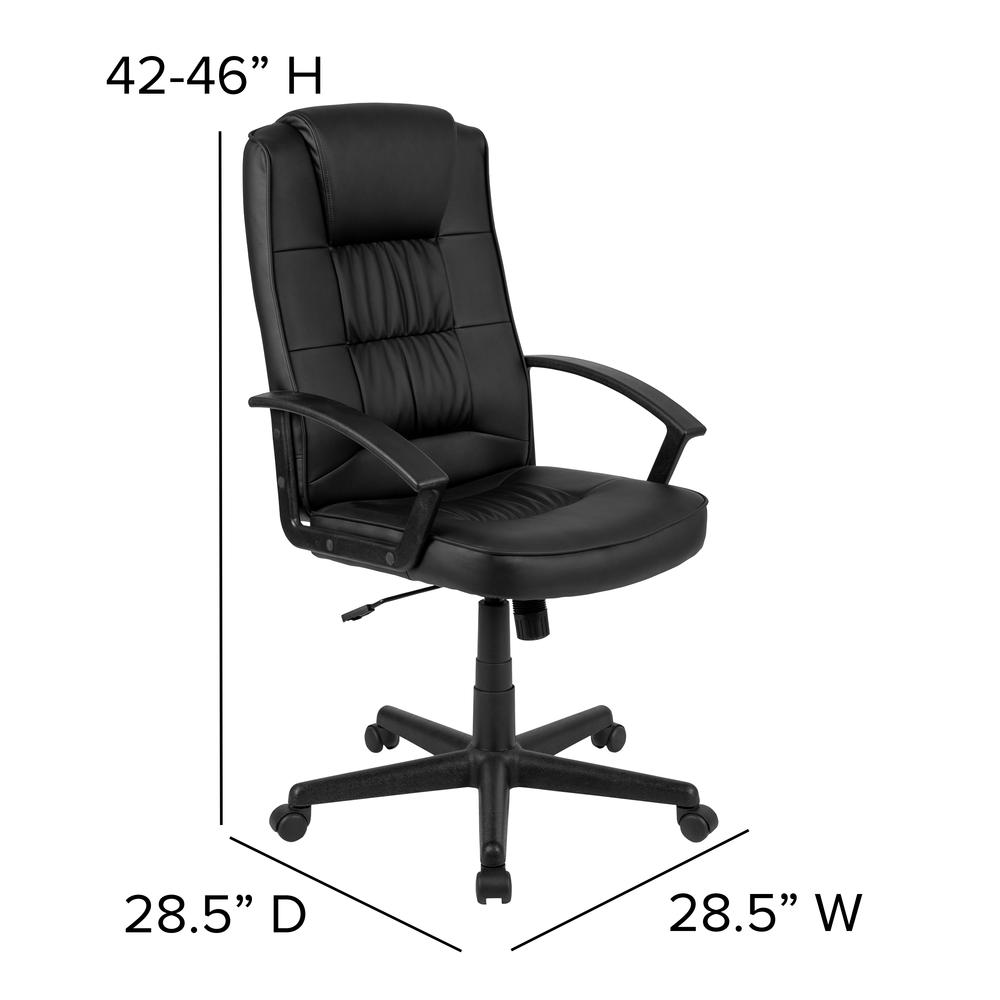 Flash Furniture Basics High Back LeatherSoft-Padded Task Office Chair with Arms, Black