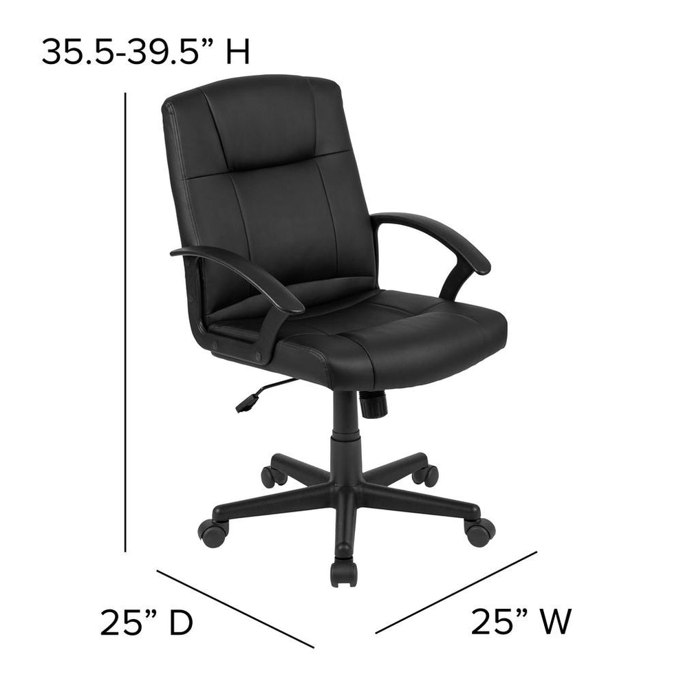 Flash Fundamentals Mid-Back Black Leathersoft-Padded Task Office Chair With Arms, Bifma Certified By Flash Furniture | Office Chairs | Modishstore - 4