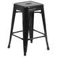 Commercial Grade 24" High Backless Black Metal Indoor-Outdoor Counter Height Stool With Square Seat By Flash Furniture | Bar Stools | Modishstore - 2