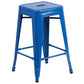 Commercial Grade 24" High Backless Blue Metal Indoor-Outdoor Counter Height Stool With Square Seat By Flash Furniture | Bar Stools | Modishstore - 2